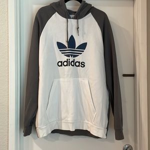 Mens gray and white Adidas hoodie